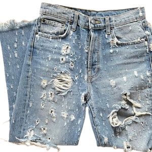 Super Distressed Carmar Straight Leg Denim Jeans